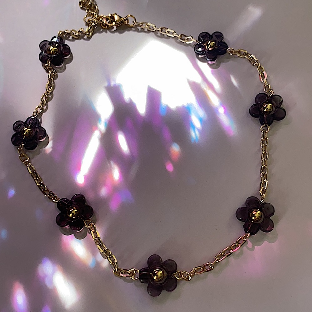 Black & gold flower choker necklace